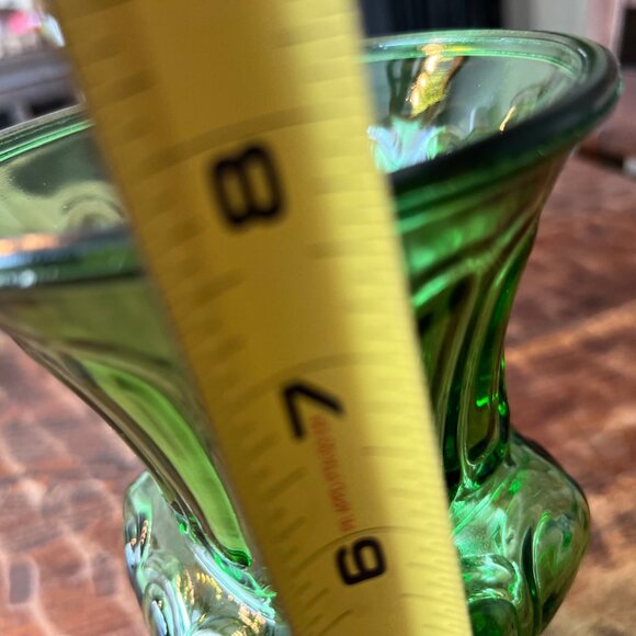 Vintage Green Glass Vase With Textured Design 8” - Picture 4 of 11